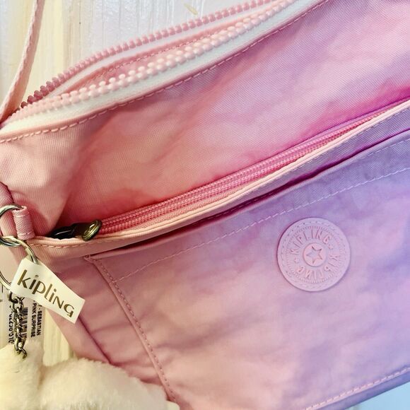 Kipling HB6877 Sebastian 52V Pink Surprise Crossbody Strap Jana Bag Charm NWT - Picture 15 of 15